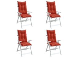 Vidaxl Almofadões Cadeiras Altas 4 Pcs Mesclado Tecido Vermelho
