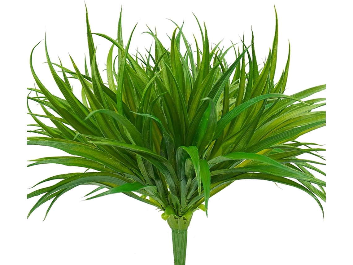 Conjunto De 6 Unidades Grama Artificial, Plantas Artificiais De 43 Cm, Grama Artificial Exuberante De Plástico Para Exterior, Resistente Aos Raios Uv