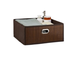 Cesto de armazenamento plano em bambu natural
