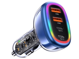 Adaptador de Carregador de Carro Carregador Usb para Isqueiro YIZHOOD para 14 Pro Max/Samsung S22 Led Macio Rgb Design Transparente Preto
