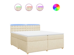 Cama box spring VIDAXL Creme Tecido (200x200cm)