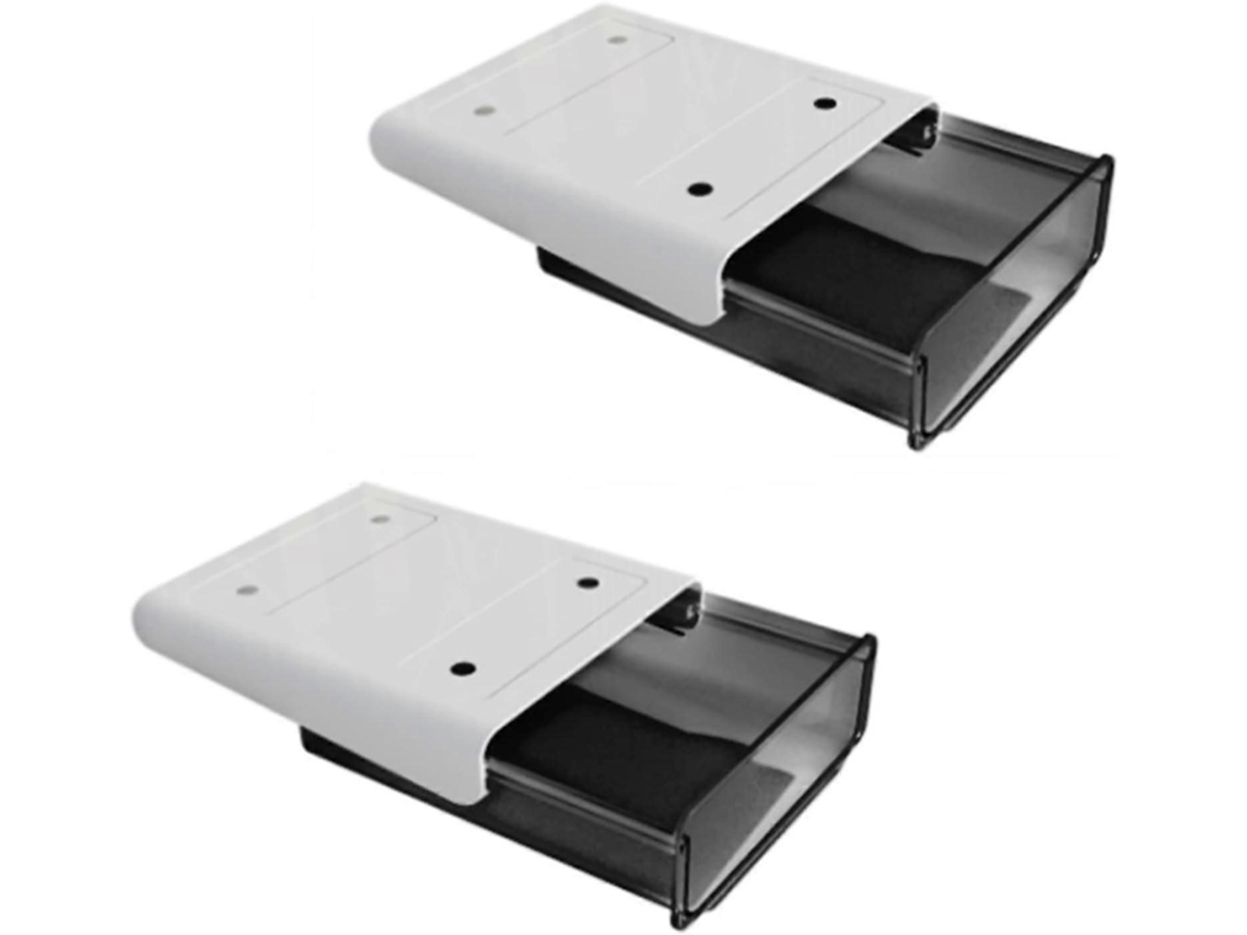 Conjunto de 2 Caixas Organizadoras de Mesa, Autoadesivas e Discretas, com Grande Capacidade e Ideais para Escritório BRILVIBERA (preto)
