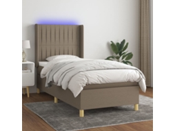 Cama Box Spring Colchão/led 100x200cm Tecido Cinza-acastanhado