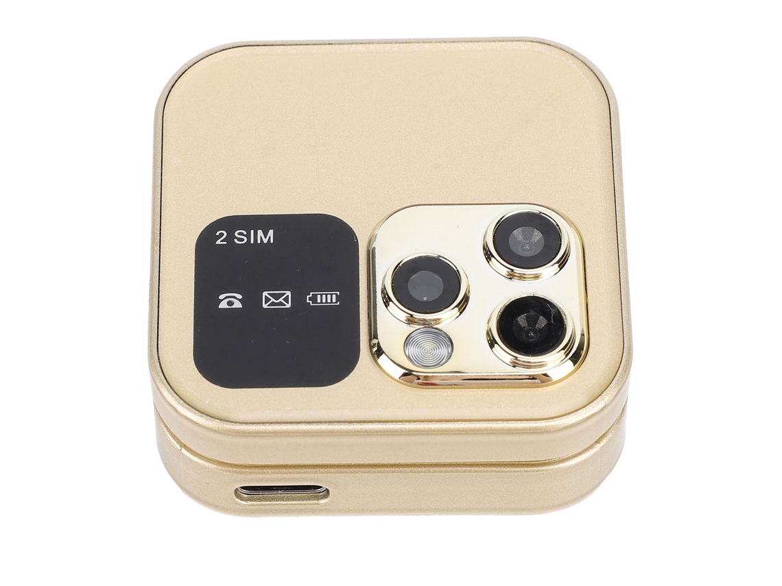 Celular Flip Pequeno Com Tela Dupla Interna E Externa Câmera Hd Dourado