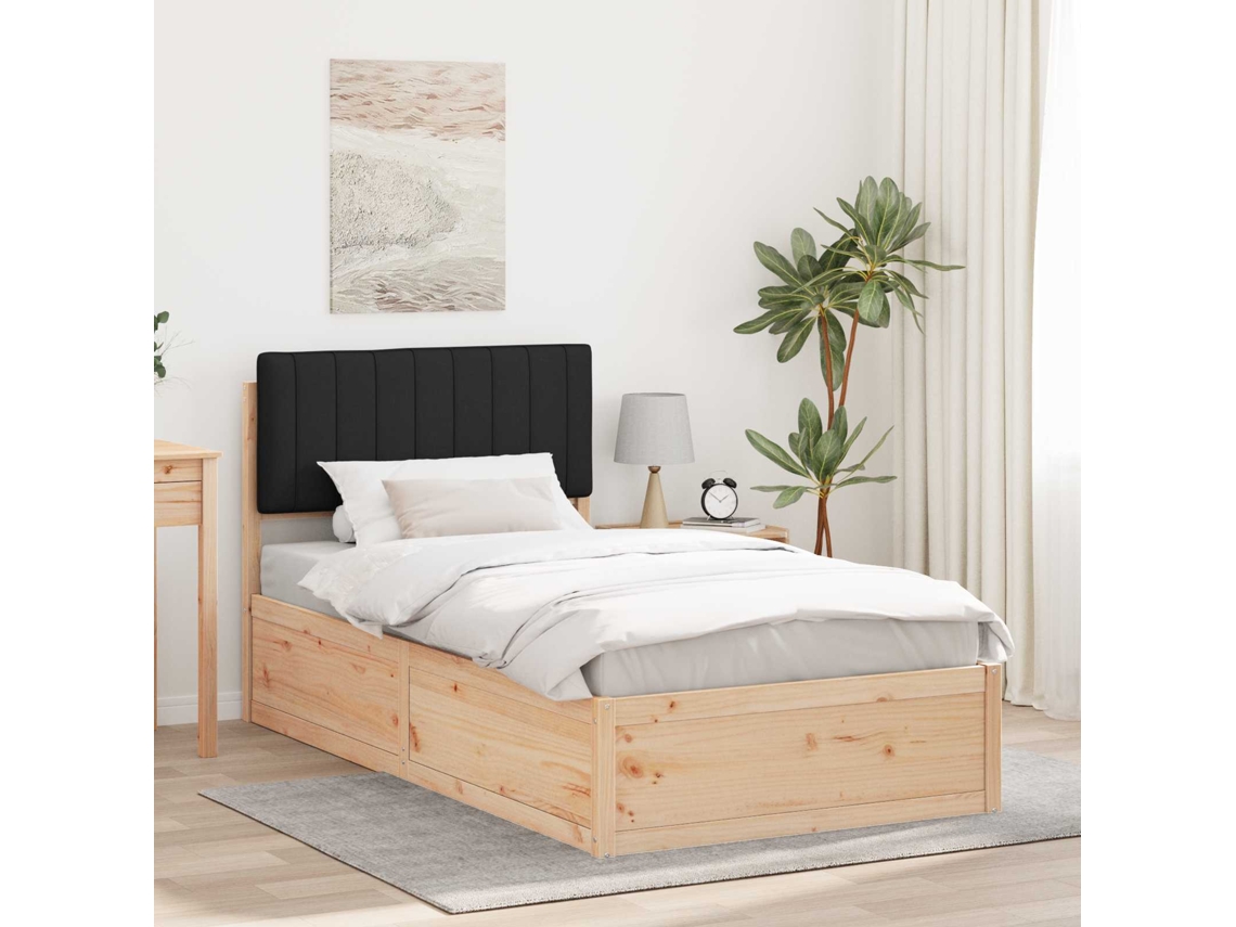 Vidaxl Estrutura De Cama Com Cabeceira Estofada Preto 100 X 200 Cm