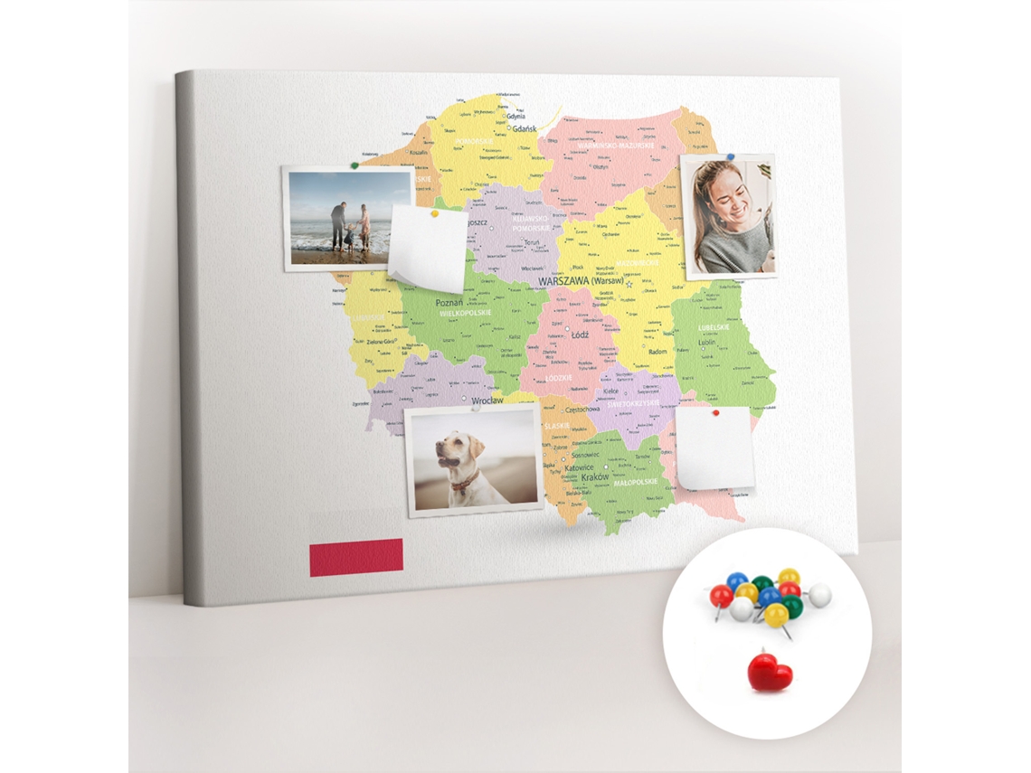 Lousa De Cortiça Mapa Da Polónia Para O Escritório Espelharte (70x100 Cm)