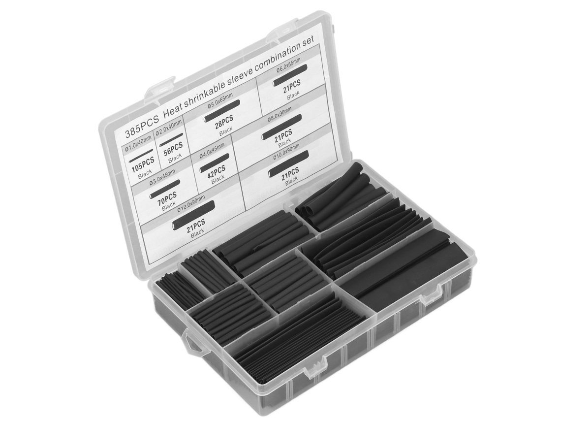 Kit De Tubos Termorretráteis Laxiscreed Com 385 Peças Para Isolamento Elétrico E Resistência Ao Fogo