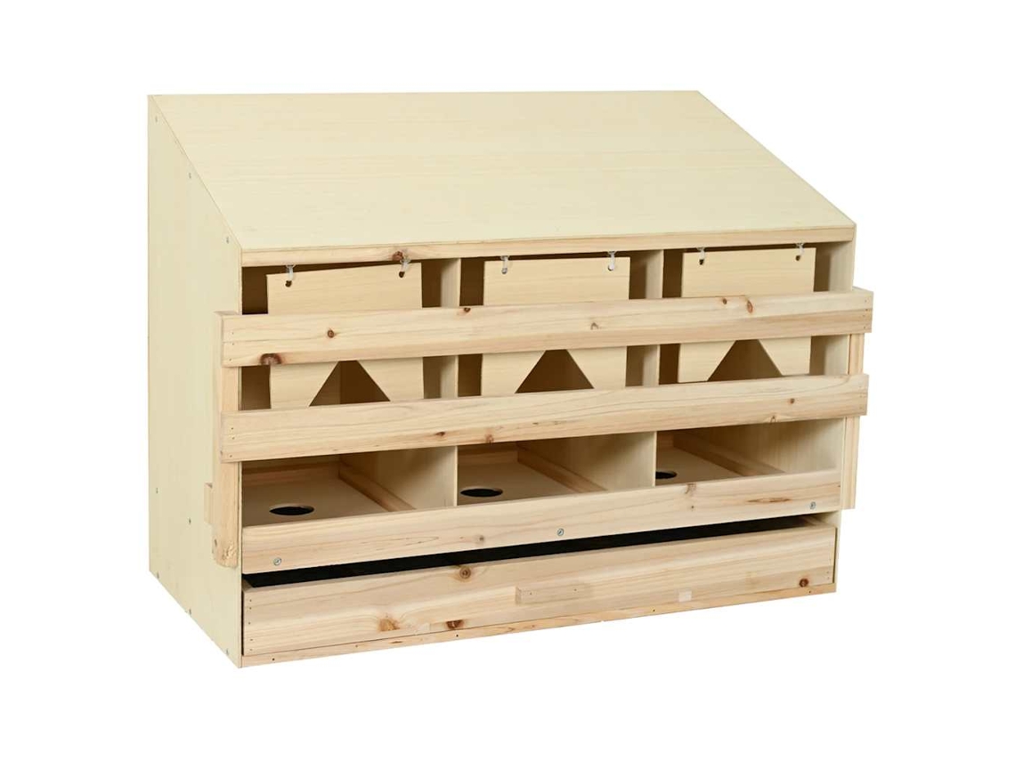 Vidaxl Ninho P/ Galinhas 3 Compartimentos 93x40x65 Cm Pinho Maciço