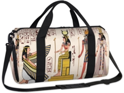 Bolsa MARCA com estampa egípcia 45x21x23cm tecido poliéster