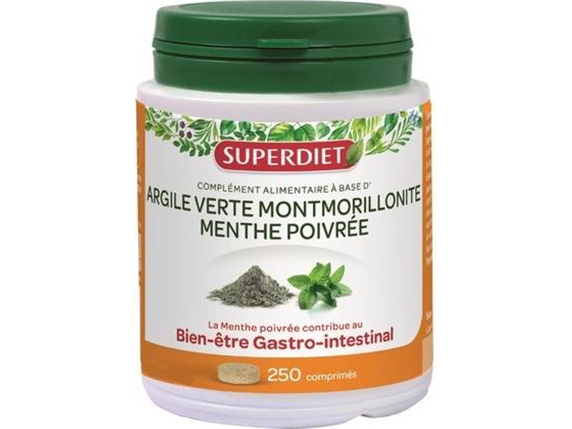 Suplemento Alimentar SUPERDIET Argila Verde Montmorillonite (250 comprimidos)