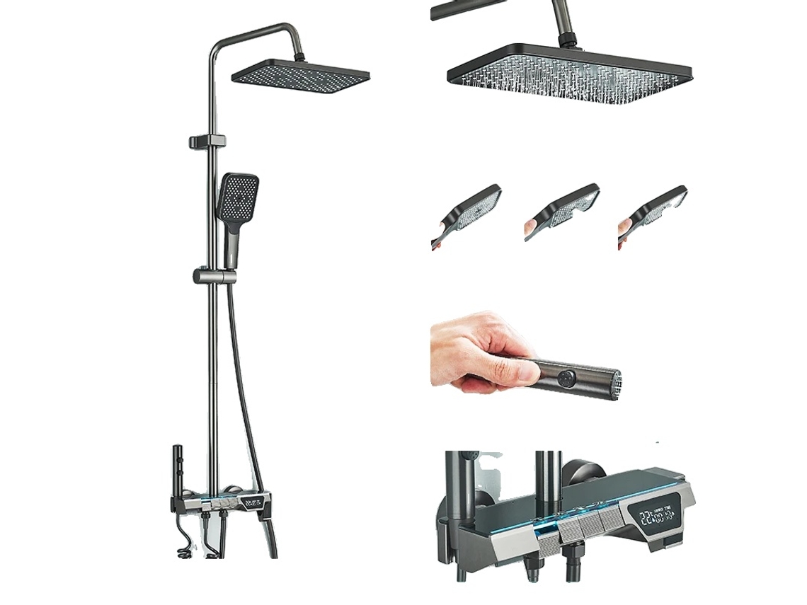 Conjunto De Torneira Para Chuveiro Cinza, Display Digital, Luzes Ambientais Led,modelo A Cor Cinza Oem