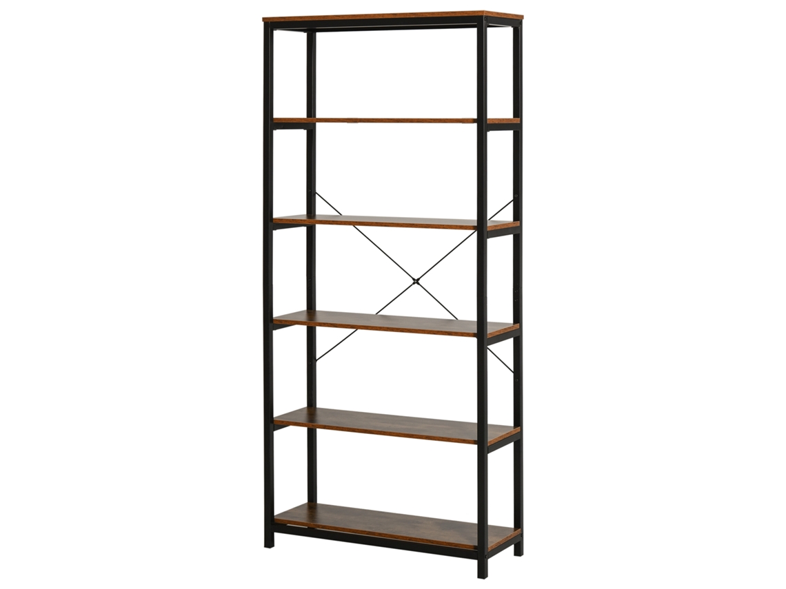Estante Industrial 6 Prateleiras Abertas 80x30x180 Marrom Rústico