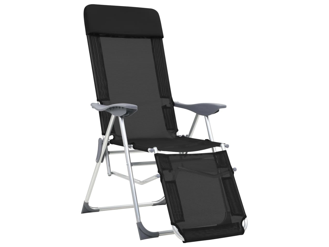 Maison Exclusive - Cadeiras Campismo Dobráveis C/ Apoio Pés 2 Pcs Textilene Preto
