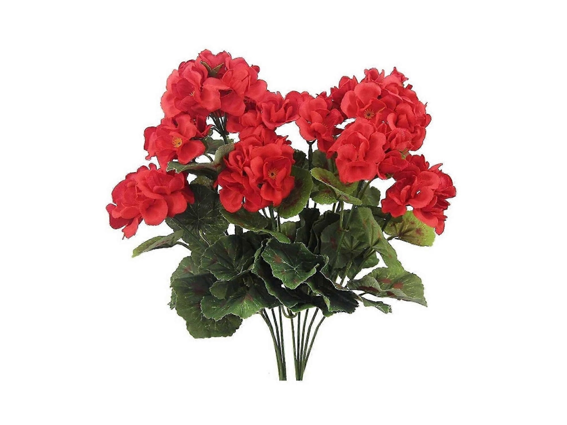 2 Unidades de Flores Artificiais de Gerânio em Seda para Decoração de Jardim Externo, Cesto Suspenso, Varanda e Casa. Gerânio Vermelho. AQUAFORGE