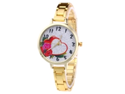 Relógio de quartzo unissex Zhoulianfa com pulseira de aço, estilo casual (dourado)