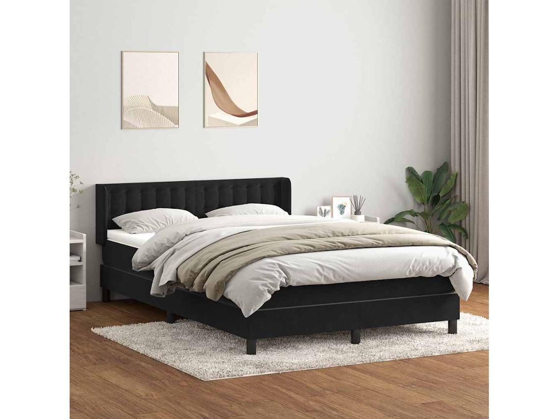 Vidaxl Cama Com Molas/colchão 160x210 Cm Veludo Preto