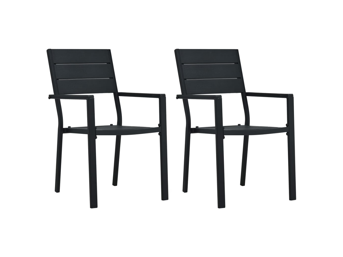 Vidaxl Cadeiras Jardim 2 Pcs Pead Aspeto Madeira Preto