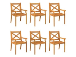 Conjunto de 6 Cadeiras Jantar para Jardim Madeira de Acácia Maciça MAISON EXCLUSIVE