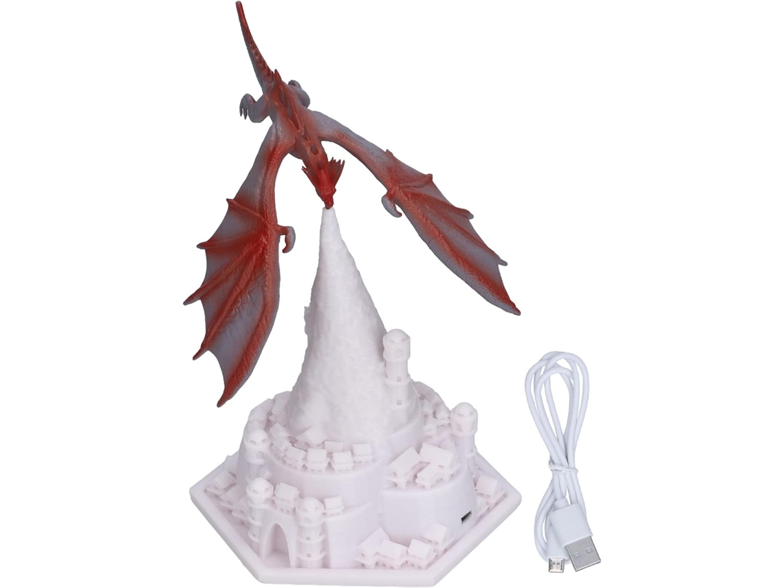 Luminária Led Vulcão Dragão Com Carregamento Usb, Impressão 3d, Luz
