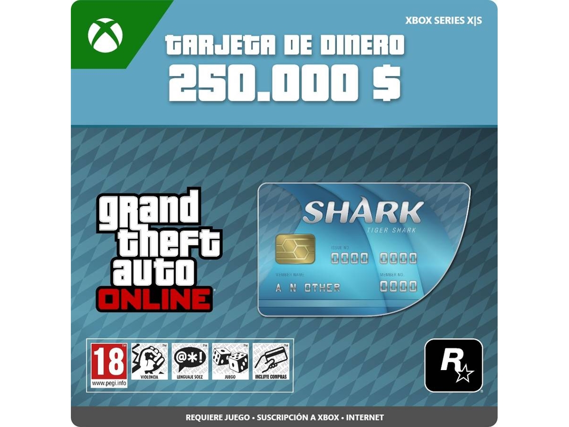 Cartão de Descarga MICROSOFT GTA Online Tiger Shark Cash Card (Formato Digital)