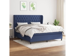 Vidaxl Cama Com Molas/colchão 160x200 Cm Tecido Azul