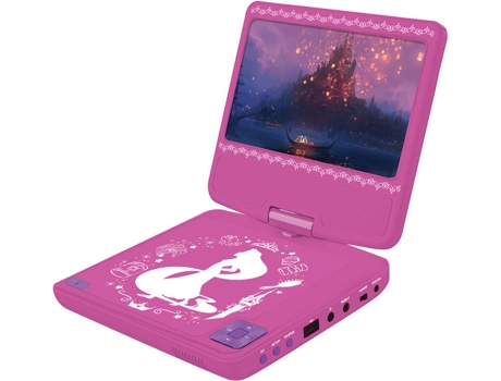 Leitor DVD Princess DVDP6DP Rosa — 7'' | Até 2,5 Horas