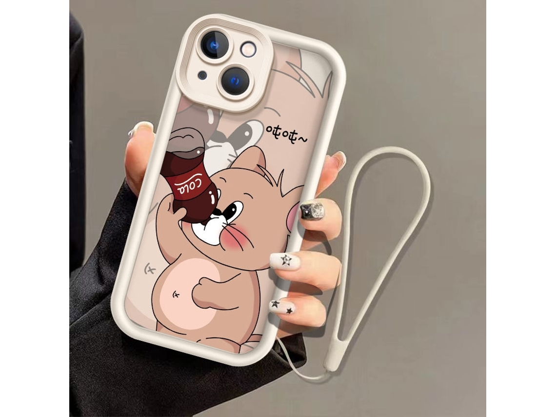 Capa Para Iphone 17 Pro, Branca Diamante, Com Estampa De Coca-cola, Tom E Jerry, Em Borracha Macia E Fofa.