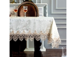 Mantel Rectangular Antiguo Com Calado E Flores Macramé Cor Marrom Claro 52x70 Polegadas