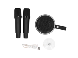 Mali sistema de Som Karaokê Mini Portátil Bluetooth com Microfone À Prova D'água K6 Preto
