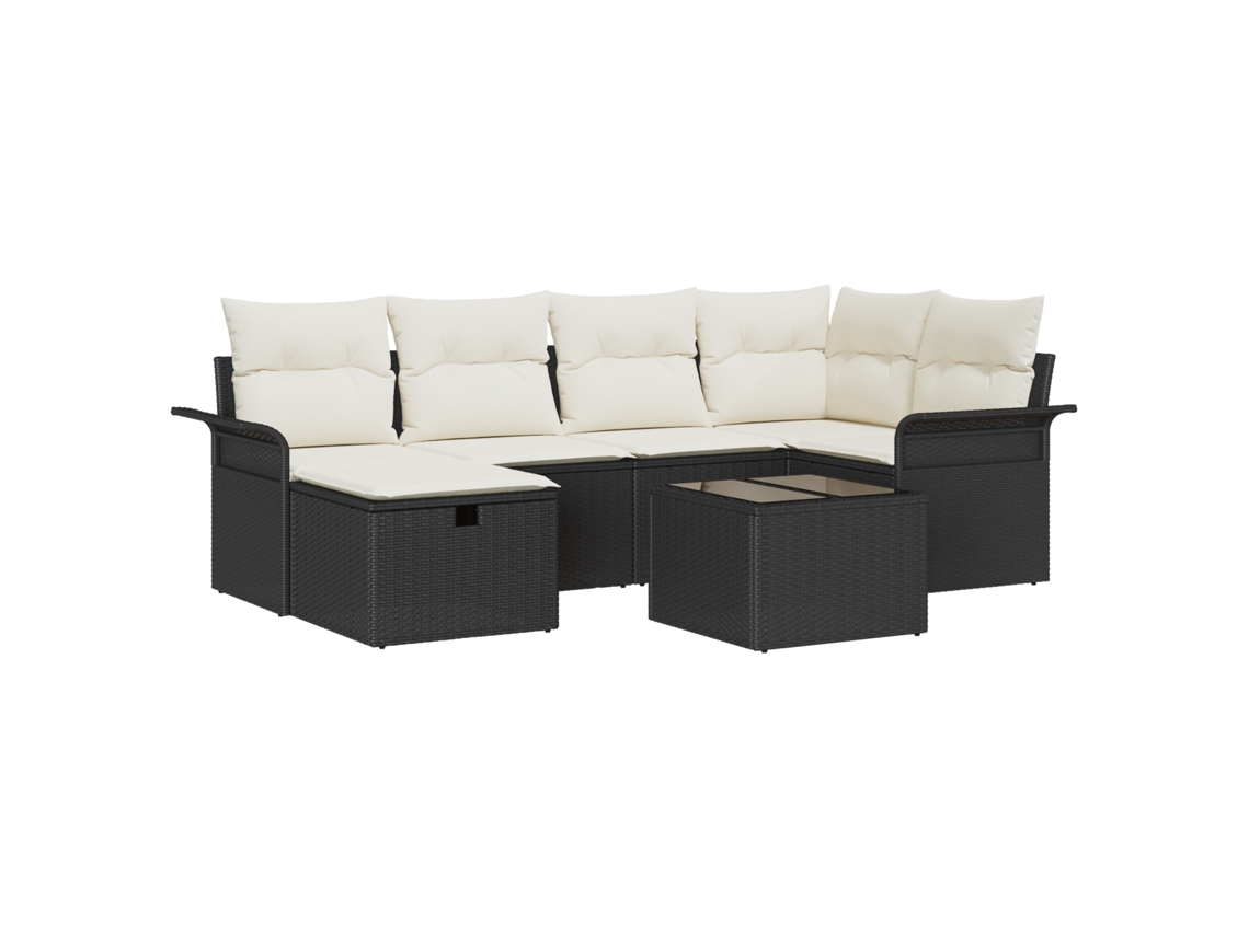 Conjunto 7 Sofá De Jardim Vidaxl Castanho Vime Pe (55 X 55 X 37 Cm)
