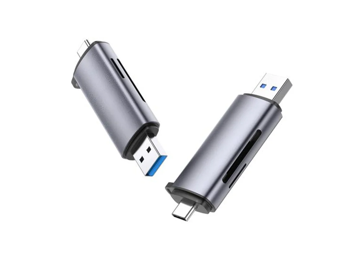 Leitor De Cartão Usb/micro-usb Prateado 50706*