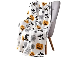 Cobertor De Lã Assustador Para Halloween Teias De Aranha, Chapéu De Bruxa, Morcegos Pretos E Abóboras Decoradas Estampadas Em Vel-aquaforge