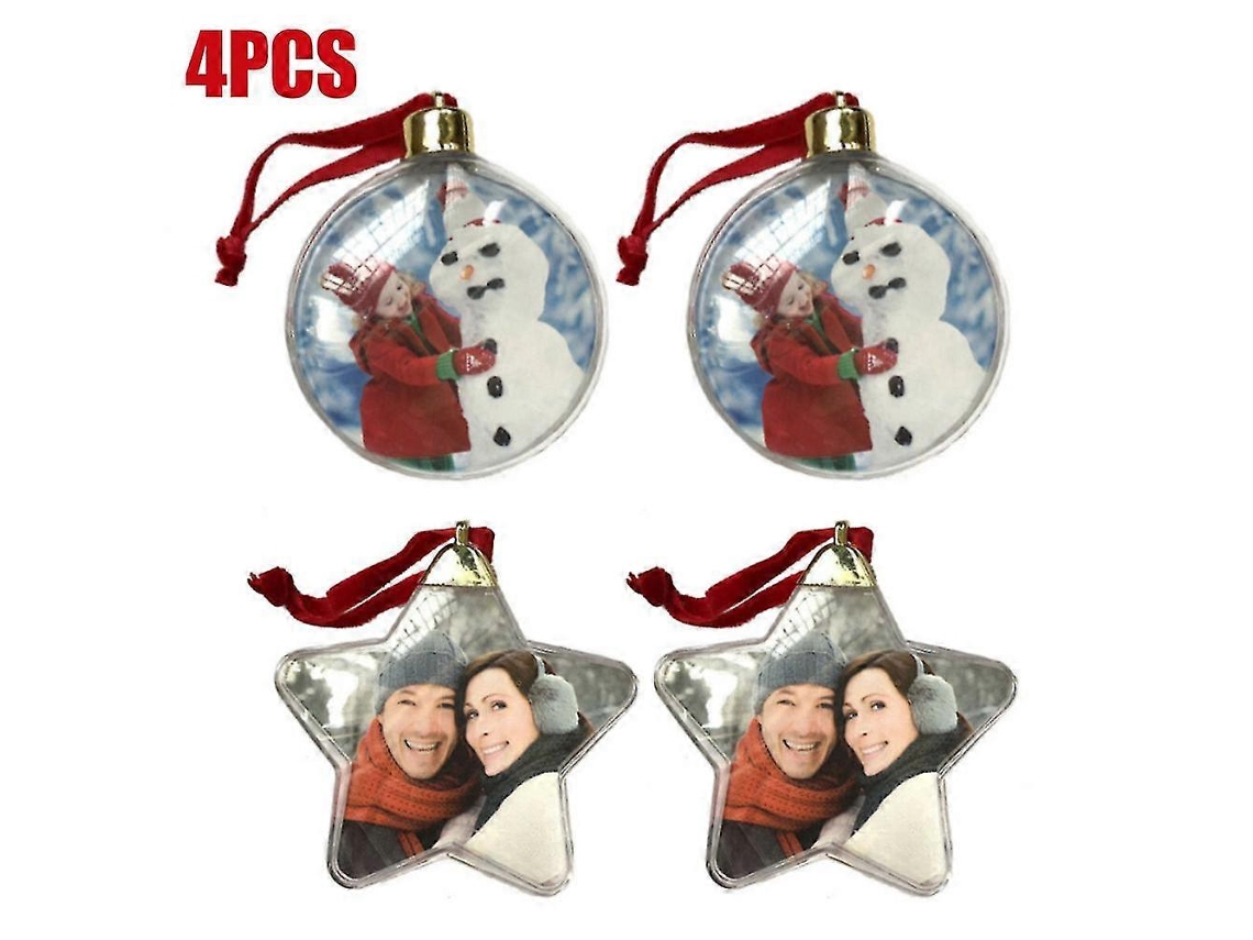Rebe enfeites de Natal Diy com Fotos Penduradas em Bolas de Plástico Transparente Presente Festa de Natal