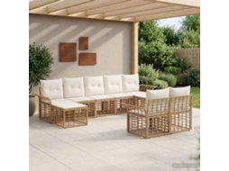 Vidaxl Conjunto De Sofás Para Exterior 9 Pcs Natural E Branco Creme