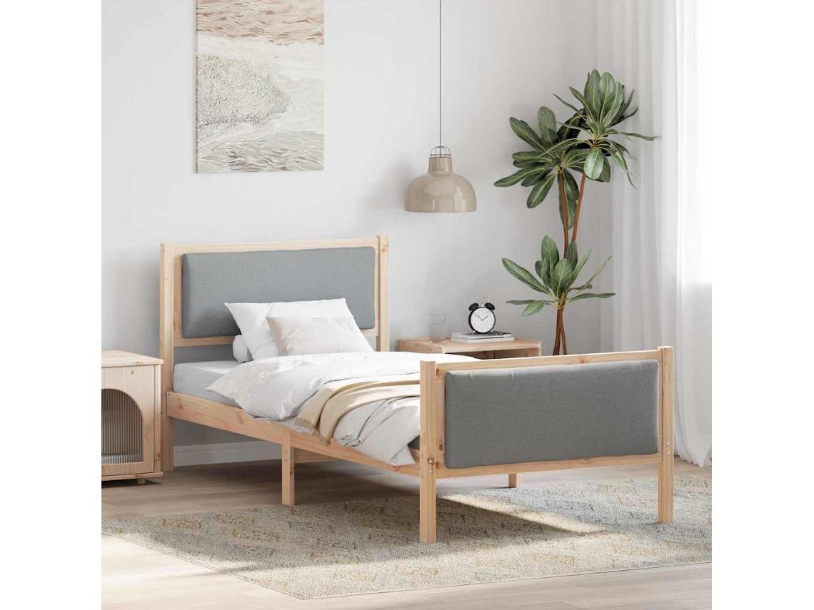 Vidaxl Estrutura da Cama Cinzento claro 90 X 200 Cm Tecido