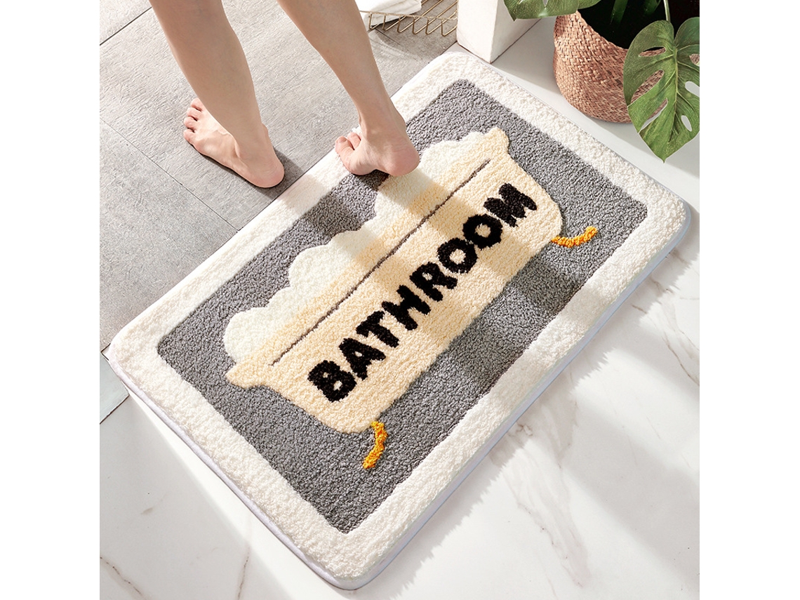Tapetes de Banho Antiderrapantes Absorventes de Secagem Rápida para Decoração de Banheiro Cinza Bege EVELTEK 40x60cm