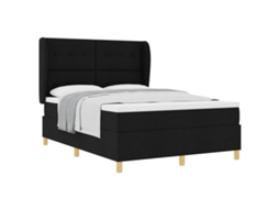 Cama box com colchão com cabeceira preto 190x140cm tecido MAISON EXCLUSIVE
