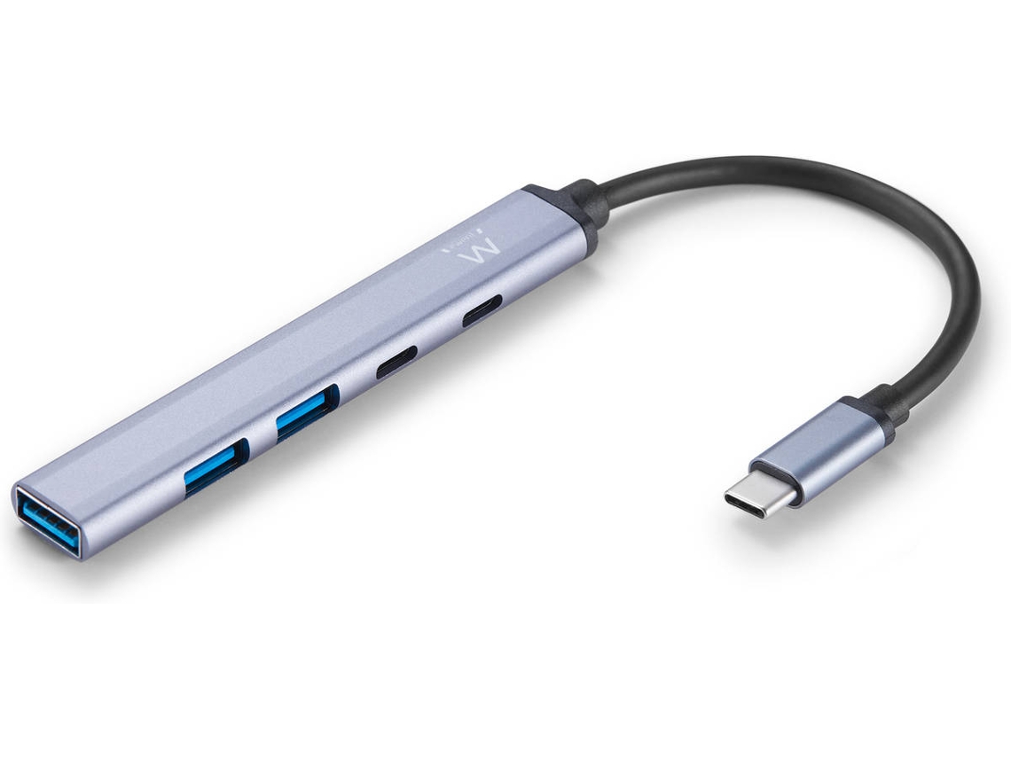 EWENT Ew1149 Hub de interface USB 3.2 Gen 1 3.1 Gen 1 Type-C 5000 Mbit/S cinza prateado