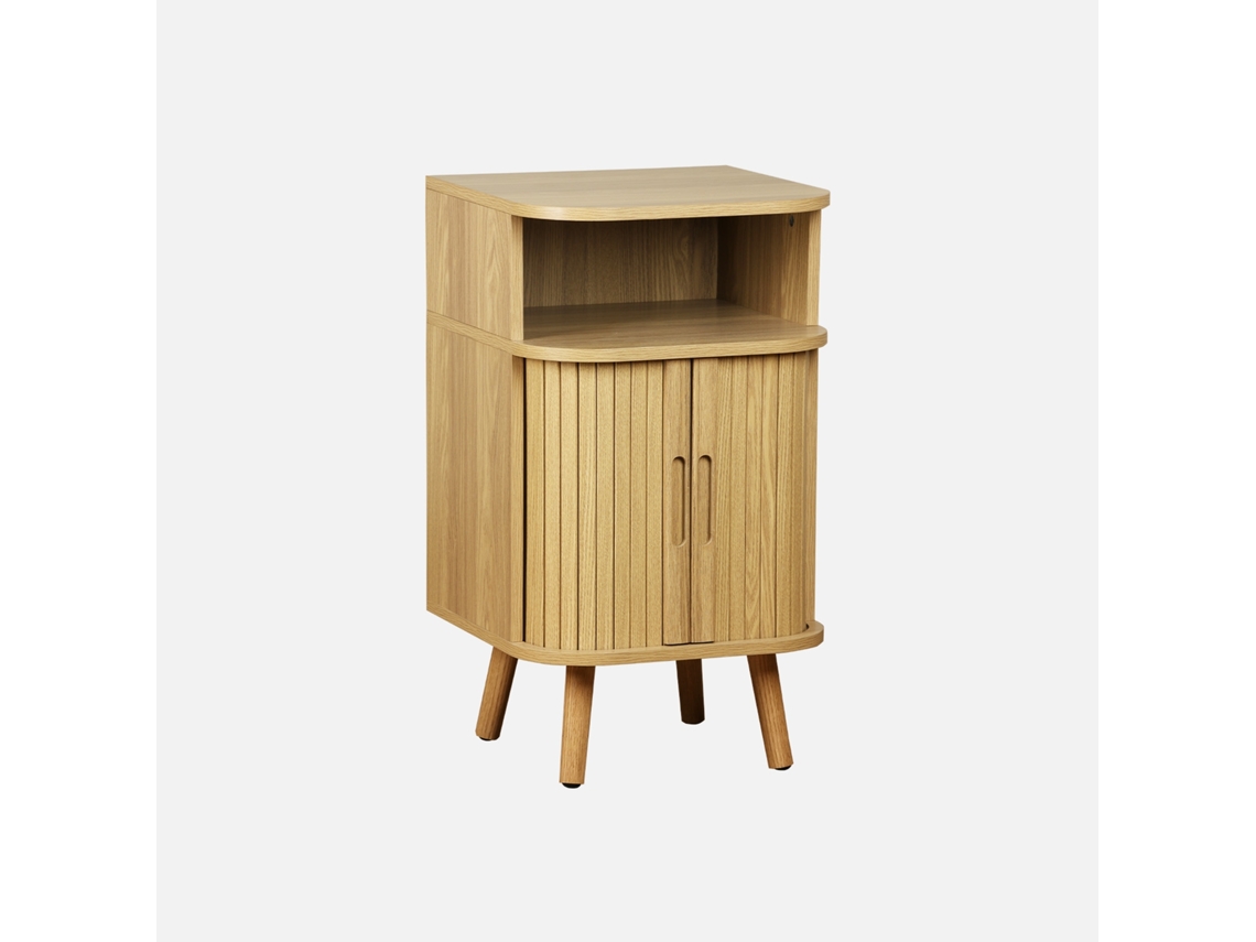 Mesa de Cabeceira Portas Correr Nicho SWEEEK Painéis laminados Bege (70x40x40)