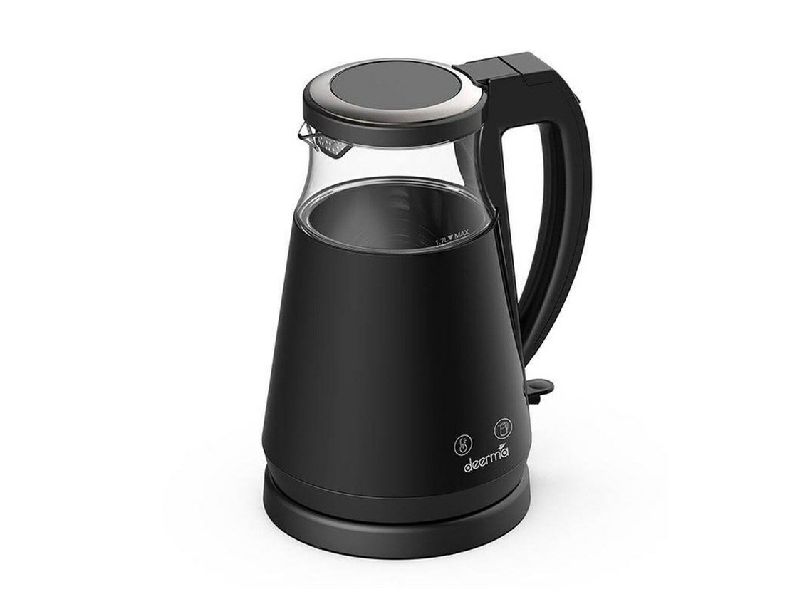 Chaleira DEERMA Sh90W Preto Transparente Vidro Aço Inoxidável 1700 W 1,7 L