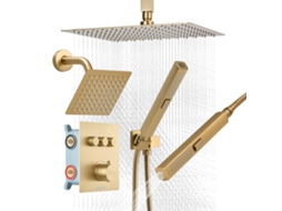 Sistema De Torneiras Com Chuveiro Tipo Ducha 30/15 Cm Dourado Escovado Vevor