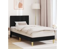 Vidaxl Estrutura Da Cama Com Cabeceira Preto 90 X 190 Cm Tecido