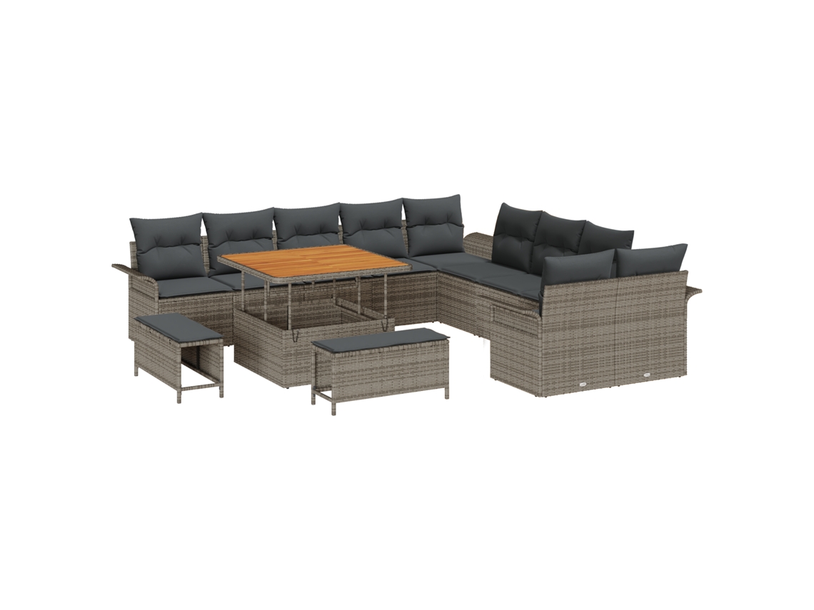Conjunto 13 Conjunto De Sofá De Jardim Vidaxl Cinzento Vime Pe (100 X 100 X 71 Cm)