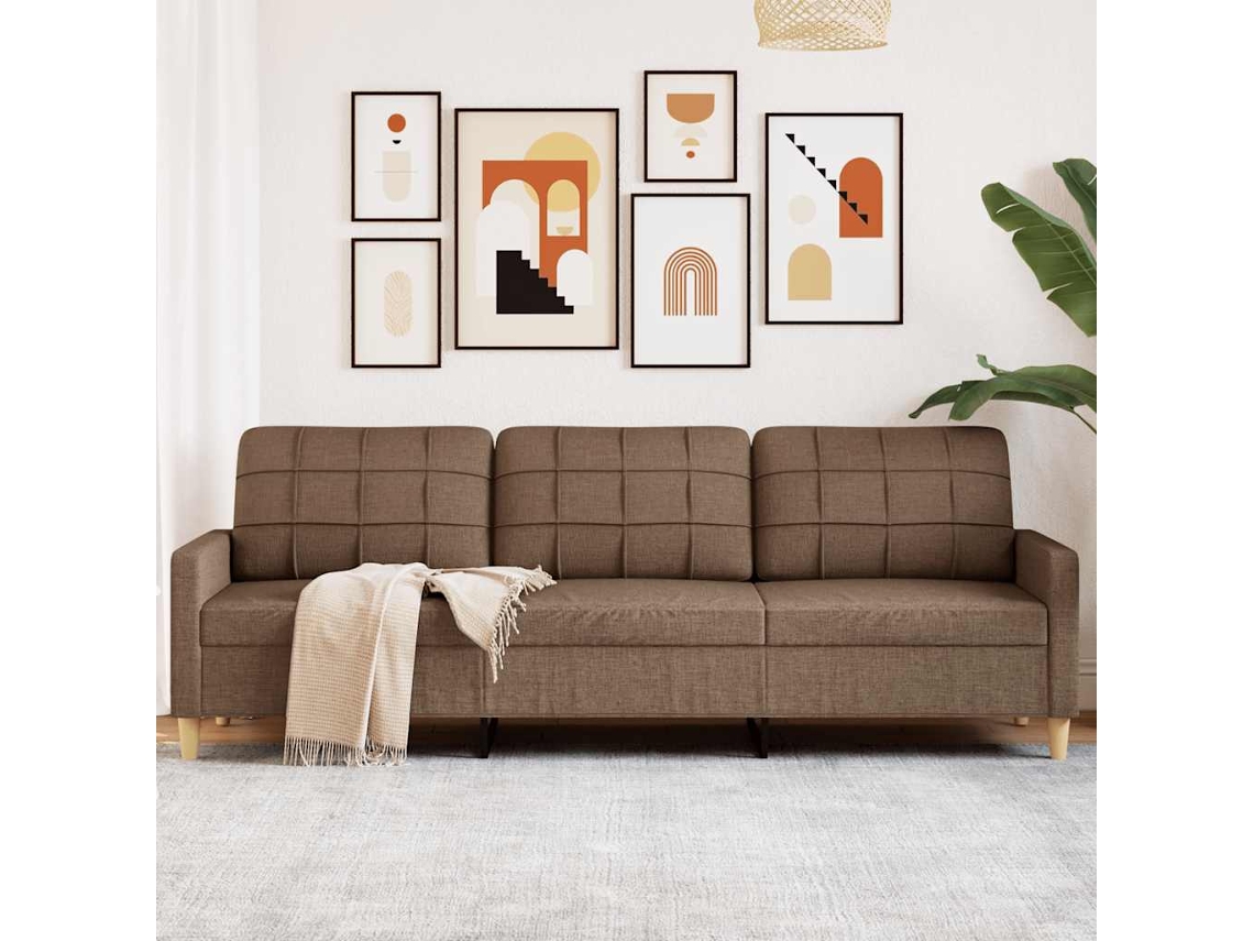 Vidaxl Sofá De 3 Lugares Tecido 210 Cm Castanho