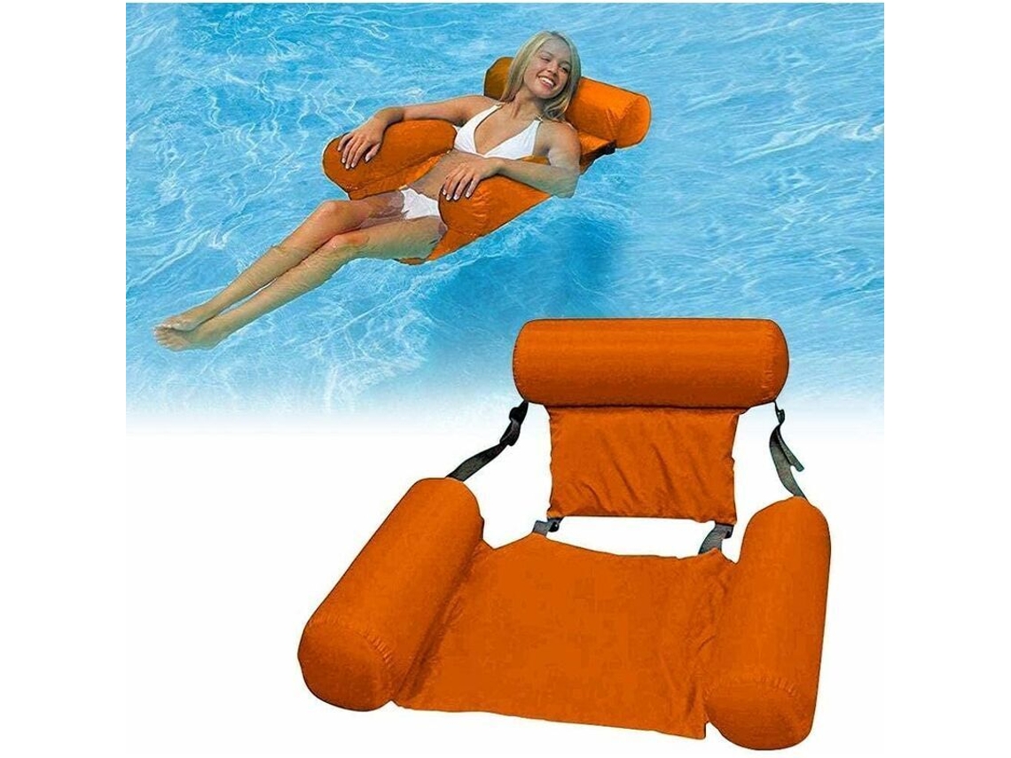Rede Inflável Para Piscina, Assento Flutuante Dobrável E Versátil, Portátil, Para Uso Interno E Externo, Na Cor Laranja.
