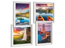 Pinturas Murais Modernas Vistas De Montanhas, Lagos, Pontes Moldura Branca Fotos Para O Escritório Espelharte (conjunto De 4 Imagens)