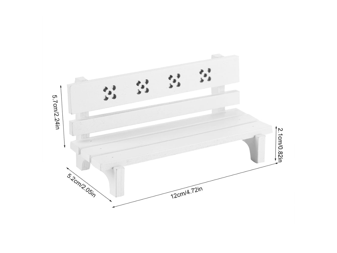 Primerox bancinho de Madeira Miniatura para Casa de Bonecas 1:12 Branco Brinquedo Infantil