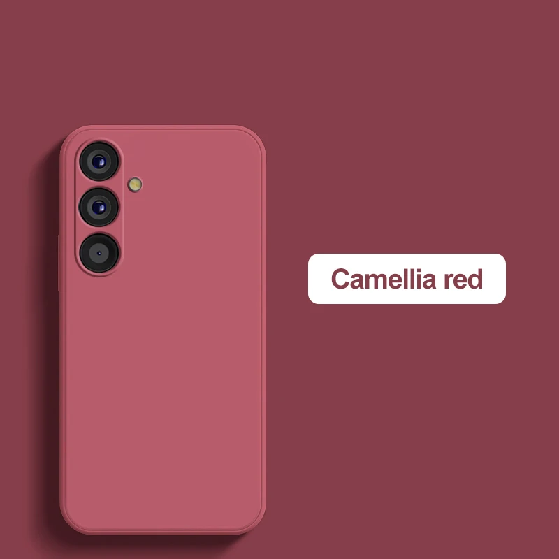 Capa De Silicone Líquido Para Câmera (camélia Vermelha Galaxy S25 Plus) Para Samsung