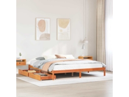 Vidaxl Cama Sem Colchão 200x200 Cm Pinho Maciço Castanho-mel