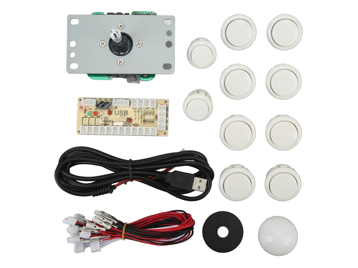 Kit De Joystick Arcade Diy Com Chip Usb Controle Rocker Oval Para Jogos Computador Branco